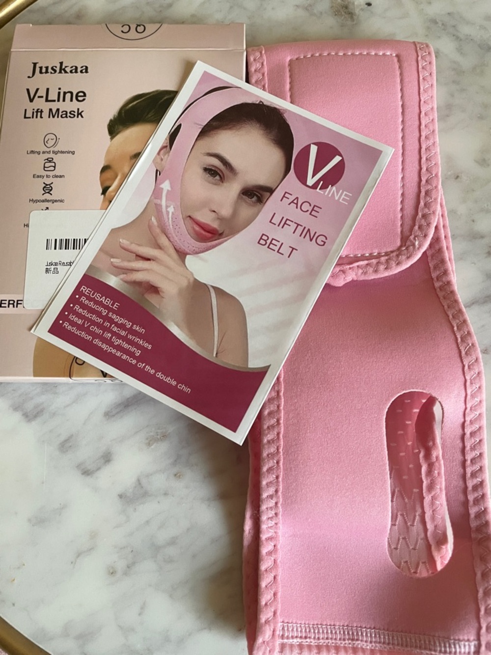 Pink V-Line Face Lifting Belt — Chin & Jawline Lift
